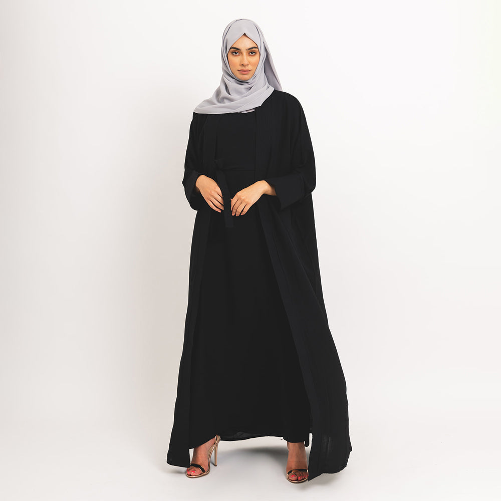 Kimono formel noir 2 pièces avec robe nuisette