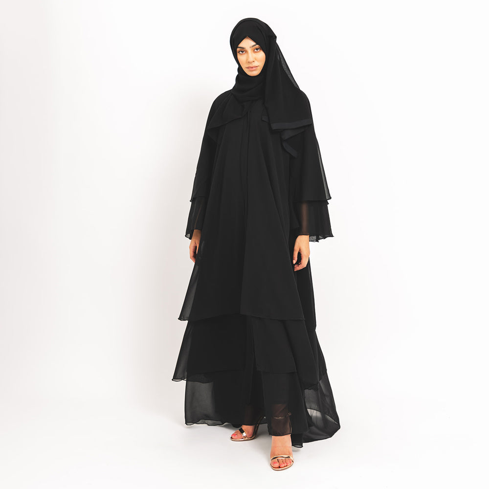 Abaya évasée noire
