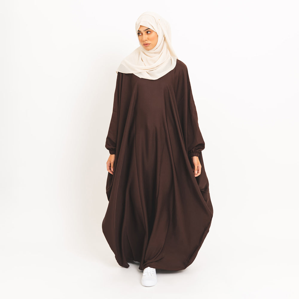 Abaya papillon marron café